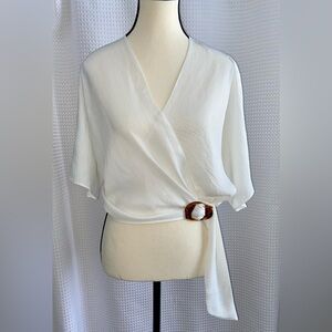 Women’s Topshop white wrap front top size 4‎